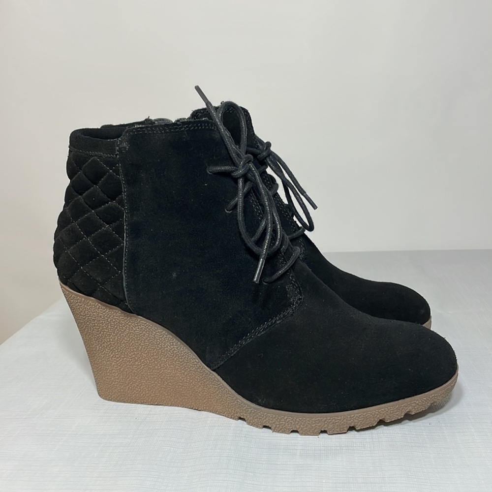 MIA 11 wedge ankle boots booties black suede - Picture 11 of 11